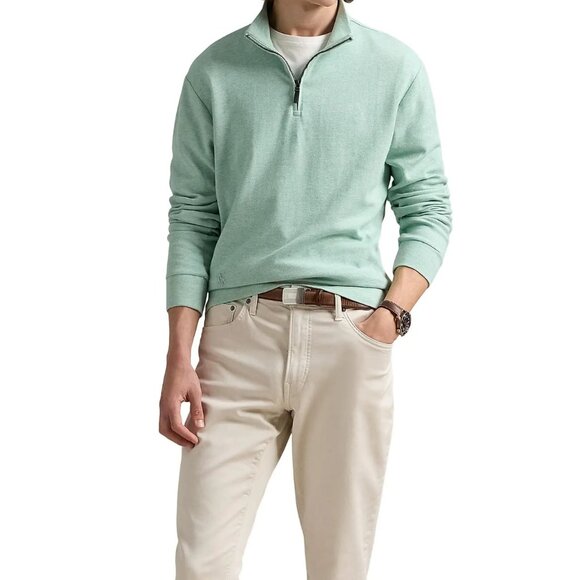 RALPH LAUREN POLO GOLF Quarter Zip Sweater 100% Cotton Mint Green M MSRP $125